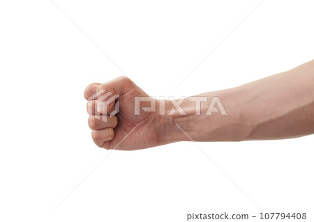 Man hand fist gesture isolated on white Man hand fist gesture isolated on white 107794408