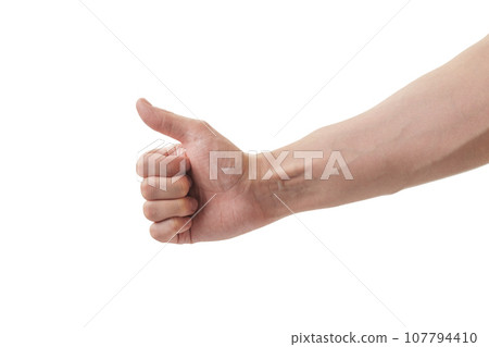 Man hand thumb up gesture isolated on white Man hand thumb up gesture isolated on white 107794410