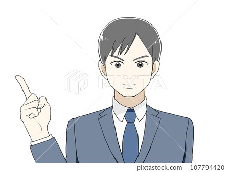 Man in suit angry pointing 107794420