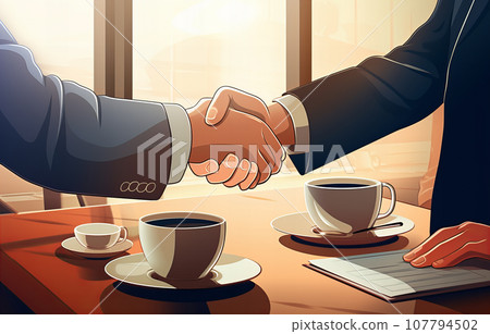 Two businessmen shaking hands illustration 107794502