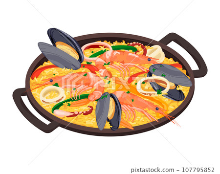 西班牙 food_paella 向量圖 107795852