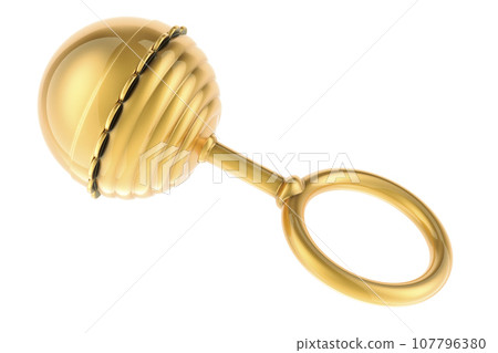 Golden Baby Rattle, 3D rendering 107796380