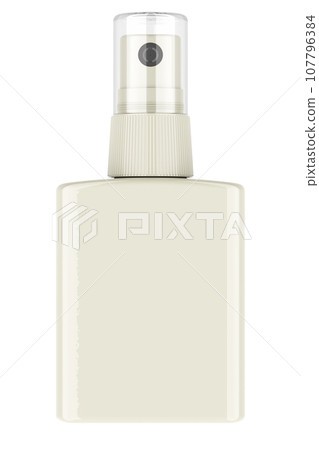Plastic spray bottle with transparent cap, cosmetic or medication. 3D rendering 107796384