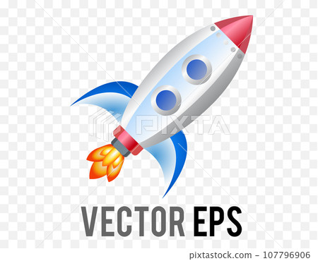Isolated vector gradient silver flying rocket icon into space Isolated vector gradient silver flying rocket icon into space 107796906