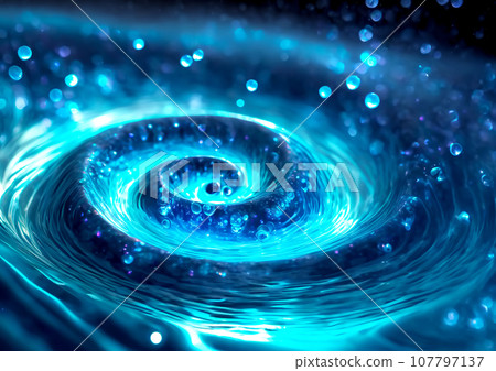 Abstract blue water vortex and bubbles [AI generated image] 107797137