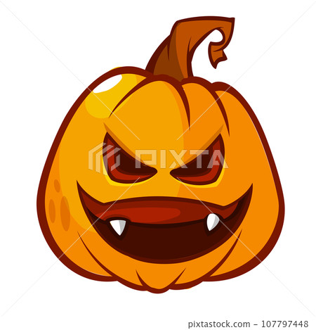 Cartoon funny halloween pumpkin head isolated on white background. Vector illustration Cartoon funny halloween pumpkin head isolated on white background. Vector illustration 107797448