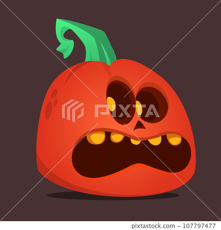 Cartoon funny halloween pumpkin head isolated on white background. Vector illustration Cartoon funny halloween pumpkin head isolated on white background. Vector illustration 107797477