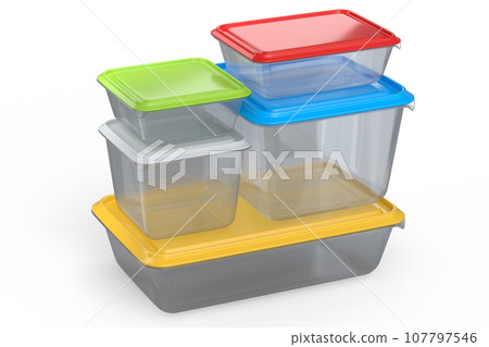 Set of food container for storing dishes, product tray box on white background 107797546