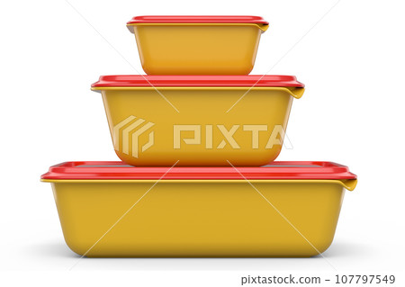Set of food container for storing dishes, product tray box on white background 107797549