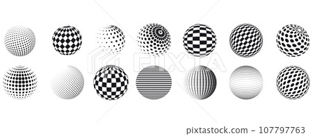 Round geometric set of dotted spheres Round geometric set of dotted spheres 107797763
