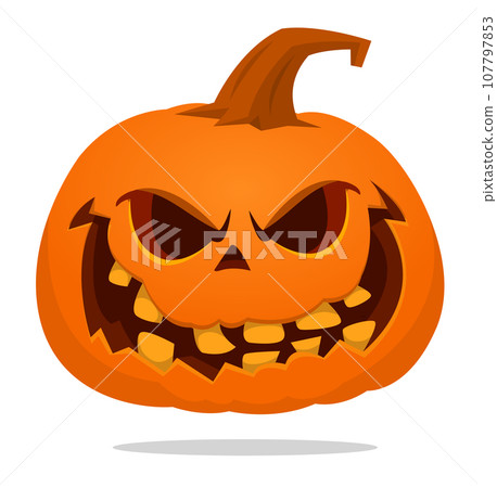 Cartoon funny halloween pumpkin head isolated on white background. Vector illustration Cartoon funny halloween pumpkin head isolated on white background. Vector illustration 107797853