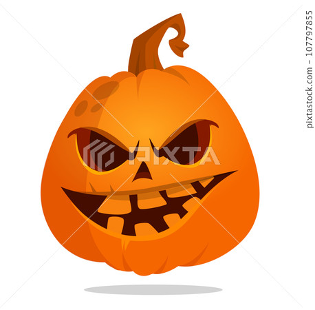 Cartoon funny halloween pumpkin head isolated on white background. Vector illustration Cartoon funny halloween pumpkin head isolated on white background. Vector illustration 107797855