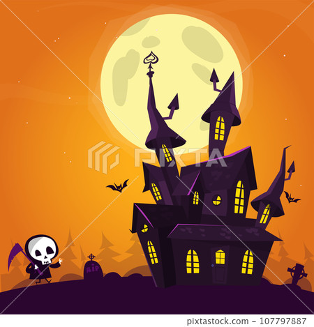 Cartoon haunted old house. Vetor illustration isolated 107797887