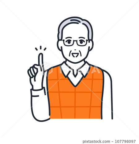 A simple vector illustration of a senior man explaining by pointing A simple vector illustration of a senior man explaining by pointing 107798097