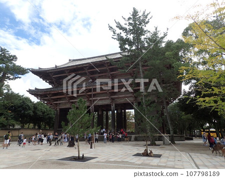 東大寺，正式名稱為奈良大佛寺，位於奈良縣奈良市，是金光名四天王護國寺的寺廟。 107798189