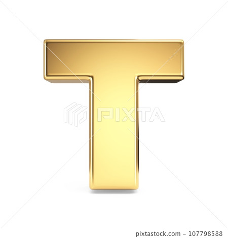 Simple gold font Letter T 3D Simple gold font Letter T 3D 107798588