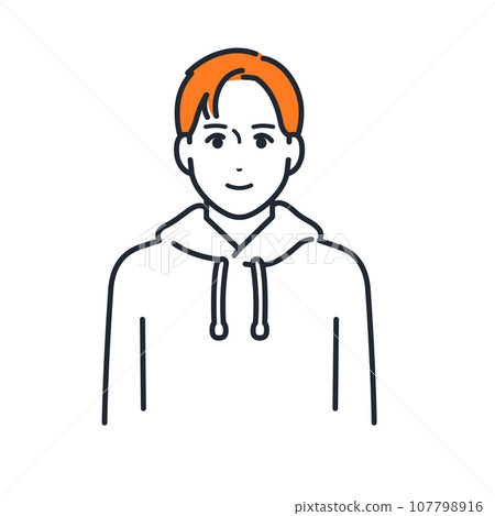 Vector illustration material of a simple avatar icon of a young man wearing a hoodie Vector illustration material of a simple avatar icon of a young man wearing a hoodie 107798916