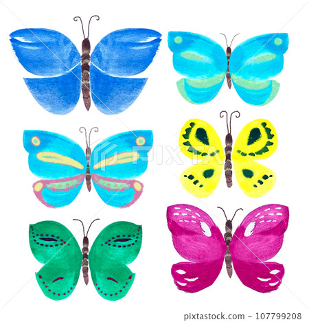 Hand painted watercolor bright moth set 107799208