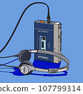 City pop illustration. 80's portable music player 107799314