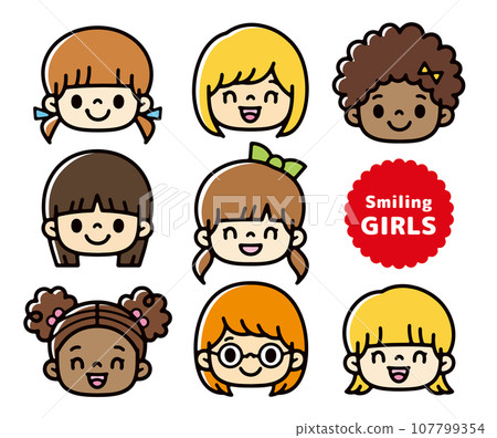 A set of girl face icons from various countries A set of girl face icons from various countries 107799354