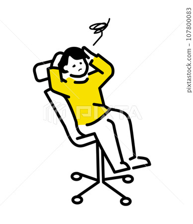 一個憂心忡忡的人靠在椅子上的插圖 一個憂心忡忡的人靠在椅子上的插圖 107800083