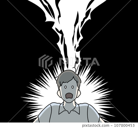 震驚、震驚的男人和雷霆般的背景素材插畫 震驚、震驚的男人和雷霆般的背景素材插畫 107800453