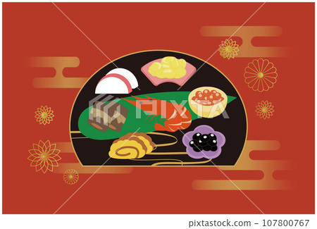 半月 Bon Osechi 插圖背景 107800767