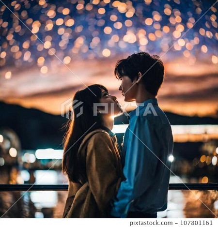 Couple dating under the starry sky Couple dating under the starry sky 107801161