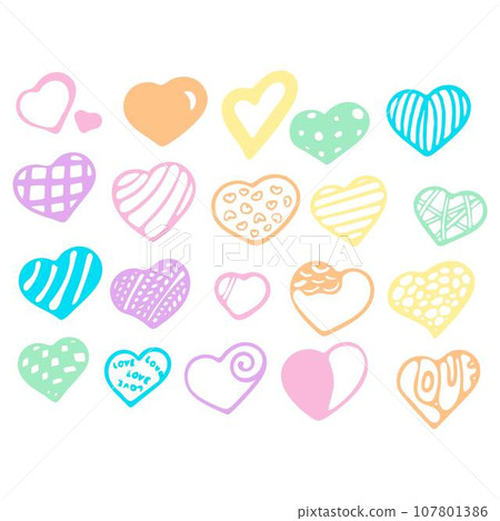 Hand-Drawn Set Of Pastel Vector Hearts On White Background. Illustration Of Flat Heart Symbol. Love Emblem Collection. Graphic Design In The Concept of Love. Love Symbol for Valentines Day. Hand-Drawn Set Of Pastel Vector Hearts On White Background. Illustration Of Flat Heart Symbol. Love Emblem Collection. Graphic Design In The Concept of Love. Love Symbol for Valentines Day. 107801386