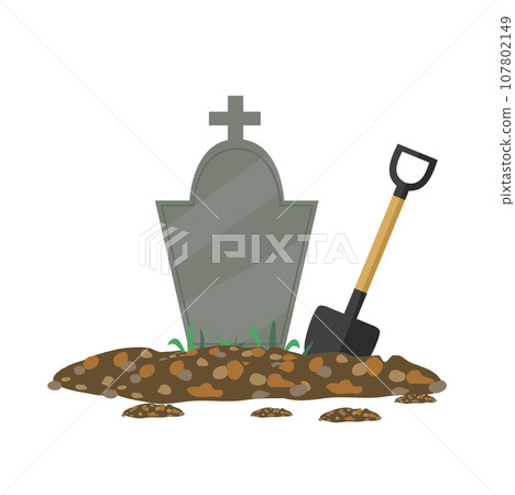 Tombstone with shovel art vector illustration Tombstone with shovel art vector illustration 107802149