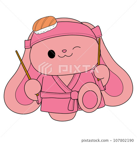 The illustration of a rabbit chef The illustration of a rabbit chef 107802190