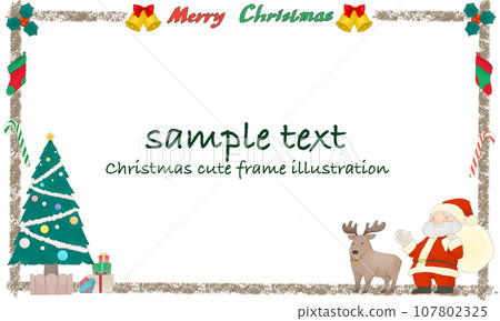 水彩風格聖誕可愛框插畫1(附文字) 水彩風格聖誕可愛框插畫1(附文字) 107802325