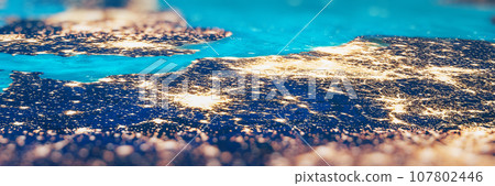 Paris, Brussels, Amsterdam, Rotterdam and Luxembourg city lights 107802446