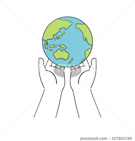 A simple illustration of the earth in both hands A simple illustration of the earth in both hands 107802590