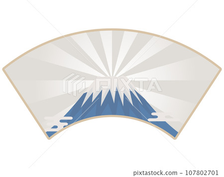 Ukiyo-e style diamond Fuji and fan-shaped frame Ukiyo-e style diamond Fuji and fan-shaped frame 107802701