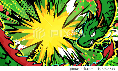 Cool American comic style dragon background_16:9 107802735