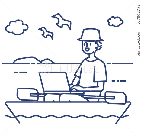 Various workstyles while on a boat 107802758