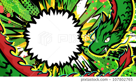 Cool American comic style dragon frame_16:9 Cool American comic style dragon frame_16:9 107802765