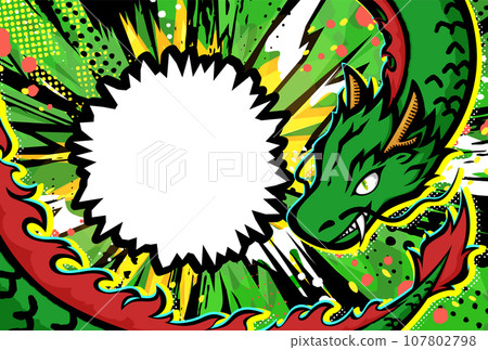 酷美漫畫風格龍相框_明信片尺寸 107802798