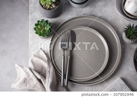 Steel modern cutlery, knife, spoon and fork Steel modern cutlery, knife, spoon and fork 107802846