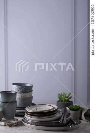 Craft ceramic plates, bowls and cups Craft ceramic plates, bowls and cups 107802906