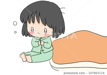 Girl changing into pajamas to sleep 107803114