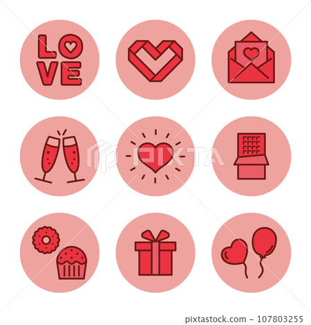 Cute valentine icon set 107803255