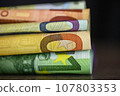 Euro bills close up 107803353