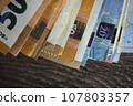 Euro bills close up 107803357