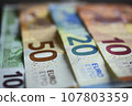 Euro bills close up 107803359