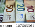 Euro bills close up 107803361