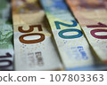 Euro bills close up 107803363