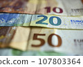 Euro bills close up 107803364
