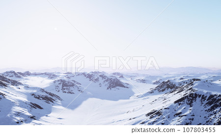 Snow-covered mountain range 107803455